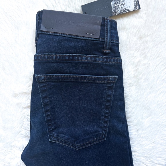 HELMUT LANG Skinny Ankle Cropped Midrise Indigo Wash Stretch Jeans - Picture 4 of 11